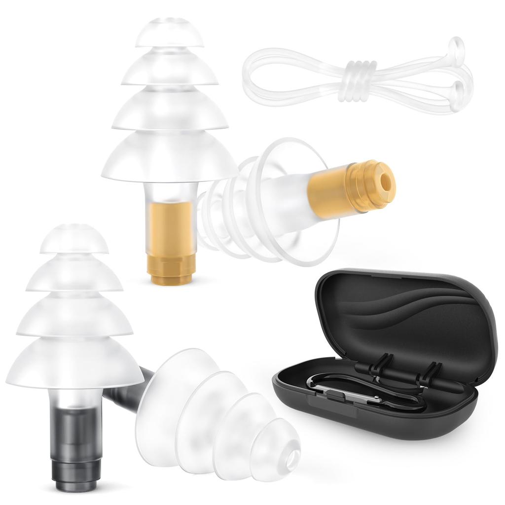 Quietide Airplane Adjustable Pressure Prevent Hearing Reduce for with Carrying and Japanese Q49 Black and Gold Earplugs, Adjustment, Damage, Stress,