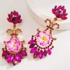 Alloy Studded Diamond Simulated Flower Earrings For Women Creative Fashionable High-quality Flower Earrings