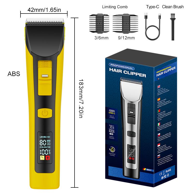 Waterproof Professional Hair Clipper: Quick Charge, Oil Head, Bald Head, Home Hairdressing Trimmer.