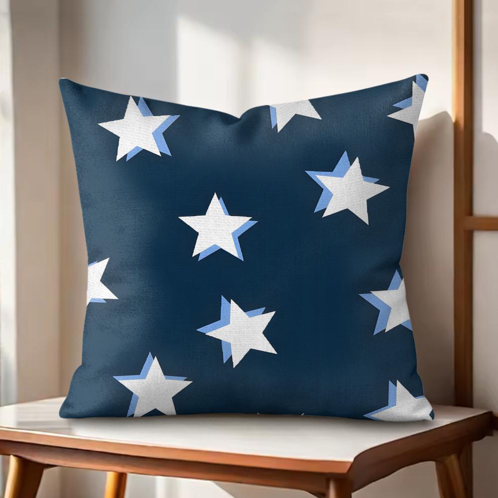 Classic Stars Cushion Cover Natural Linen Organic Fabric DoubleSided Printing Couch Pillow Covers Home Decor