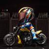 Transforming Motorcycle Rider Figurine Deformable Helmet Racing Driver Action Figure with Movable Joints Desktop
