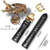 Moran Crocodile Leather Watch Strap with Waterproof and Replacement Strap D-Buckle, 18mm, 19mm, 20mm, 21mm, 22mm, 23mm, 24mm, Sweatproof,