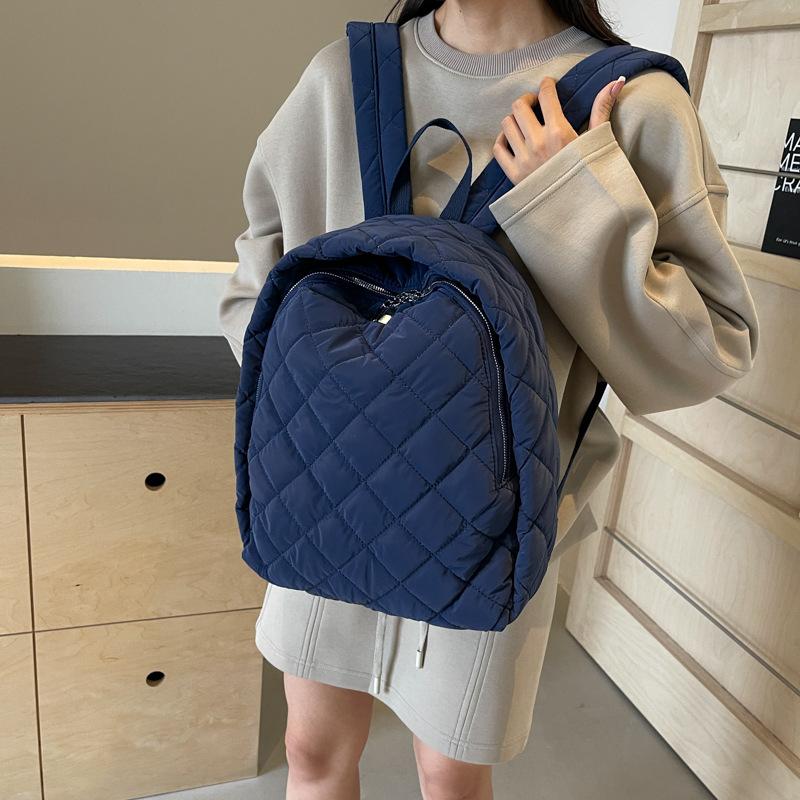 Schoolbag rhombus embroidered thread women's backpack 1011 new versatile travel bag fashionable backpack student class schoolbag