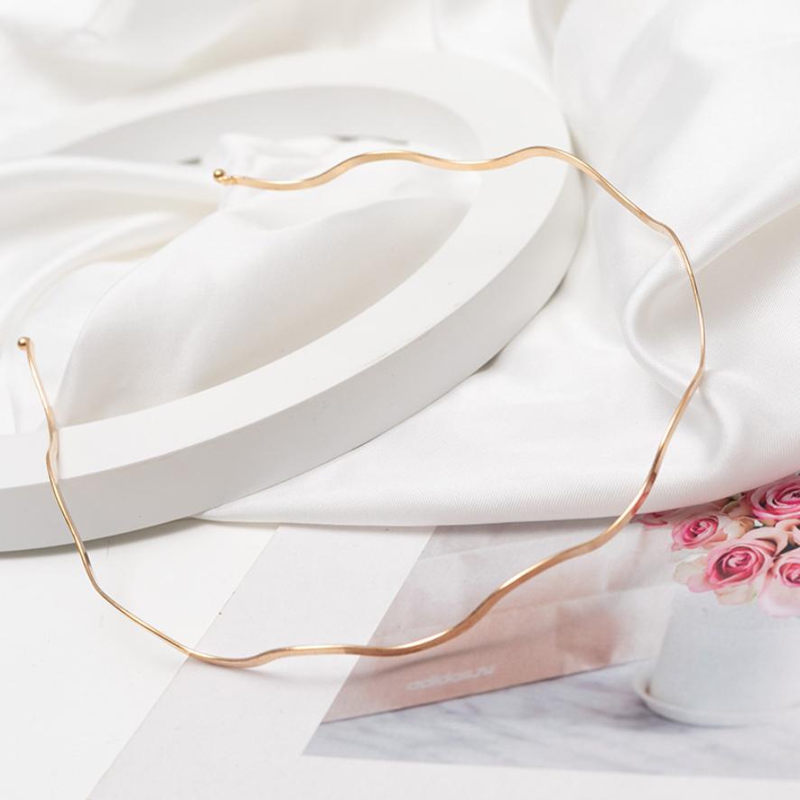 Neue dünne goldfarbene Stirnbänder für Damen, mehrlagiger Legierungs-Haarreif, doppelte Reihe, Metall-Haarbänder, Haaraccessoires, glatter Kopfschmuck