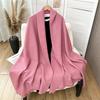 Women S Solid Color Faux Cashmere Scarf Elegant Warm Shawl