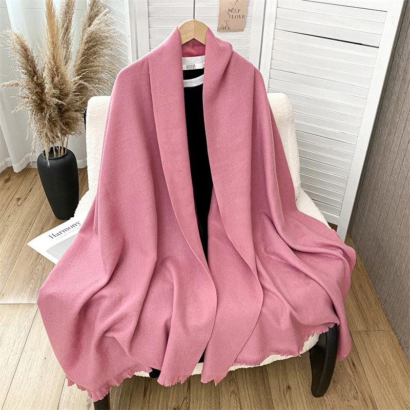 Women S Solid Color Faux Cashmere Scarf Elegant Warm Shawl