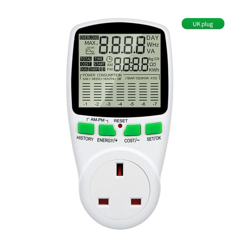 Digital Wattmeter AC Power Meter Electric Consumption Energy Meter EU Plug Socket Power Kilowatt Wattage Voltage Indicator