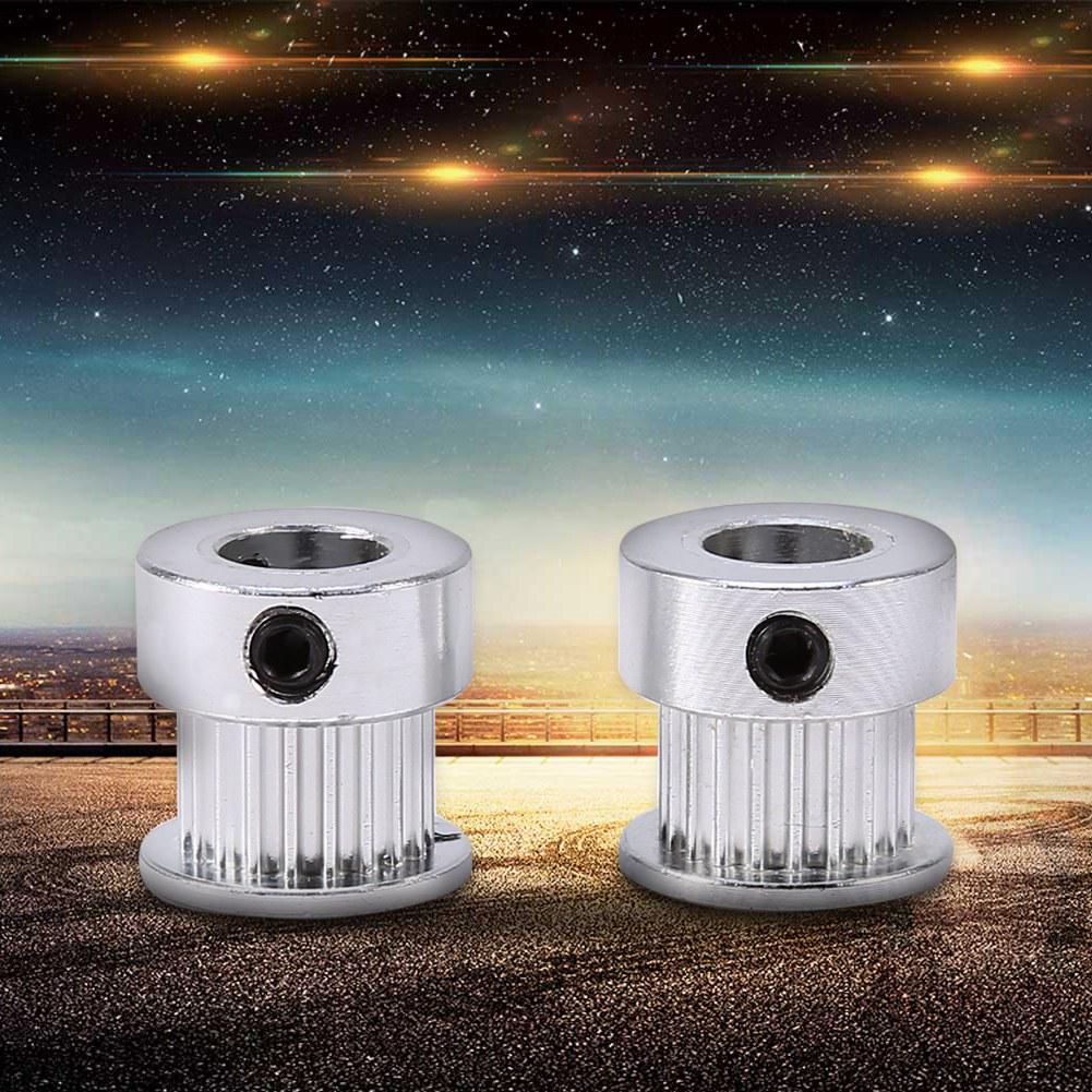 2pcs Aluminum Alloy Timing Pulley Wheel Synchronous Belt Pulley 20 Teeth 6mm Width 2GT Timing Belt with Bearings for 3D Printer