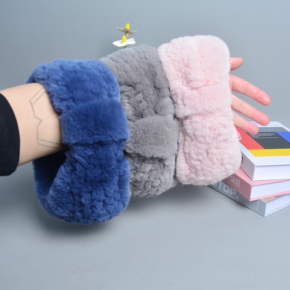 Women's Luxury Winter 100% Rex Rabbit Fur Knitted Elastic Headband High Quality Real Fur Hair Band Fashion Hair Accessories