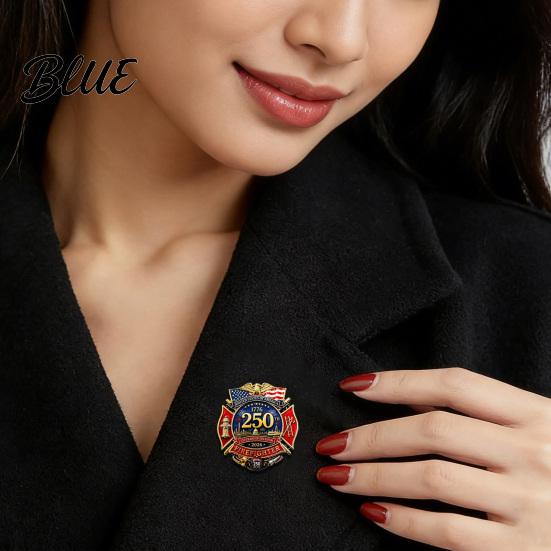 First Responder Jewelry Firefighter Commemorative Enamel Brooch Pin US 250th