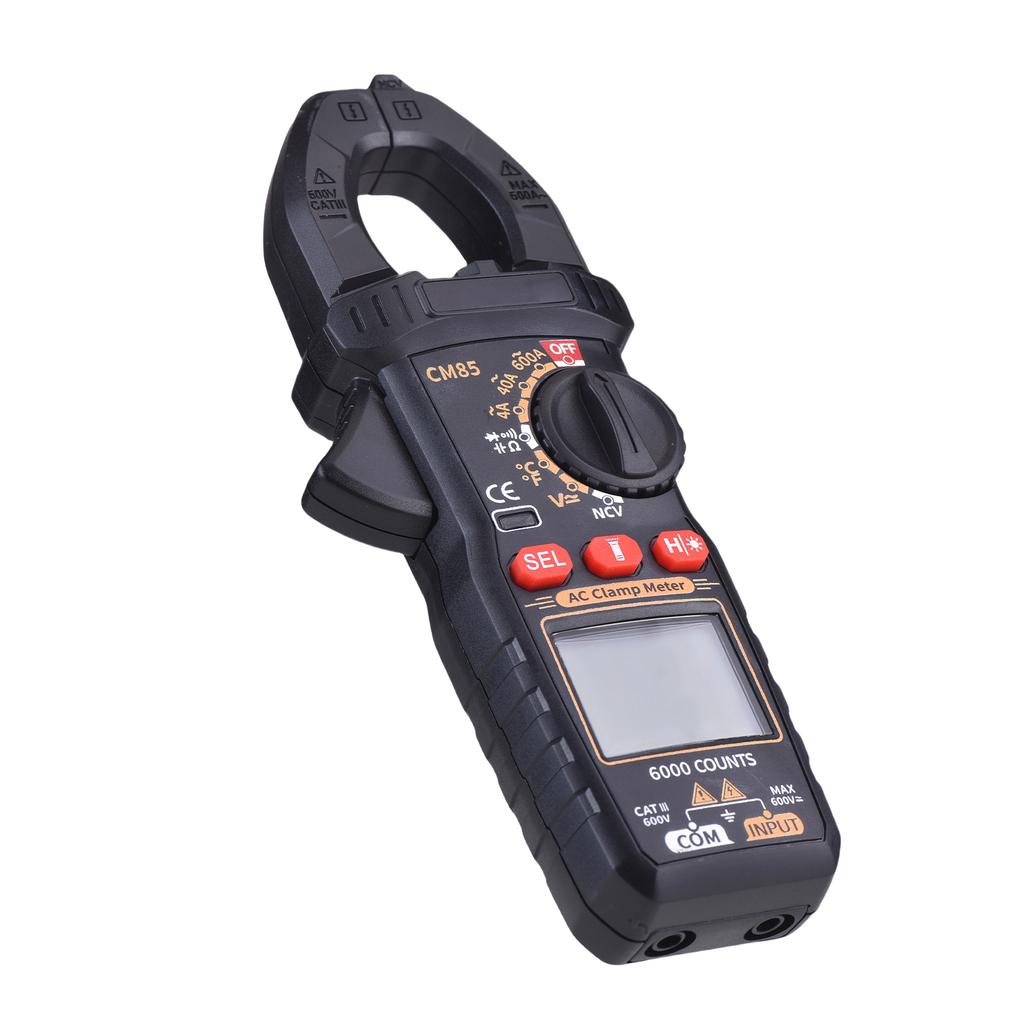 600A AC Clamp Meter, Digital Multimeter with NCV, 6000 Counts, Measures Voltage, Current, Capacitance, Temperature,