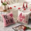 AVOIN colorlife Happy Valentine's Day Pink Heart Trees Throw Pillow Covers, 18 x 18 Inch Be Mine Bicycle Balloon Anniversary Wedding Cushion Case