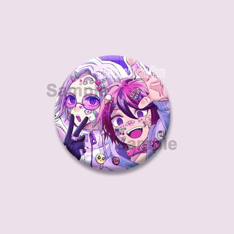 Anime Game Series The Hundred Line Last Defense Academy Badge Cartoon Round Brooch Pins on Backpack Hat Accessories Jewelry Gift