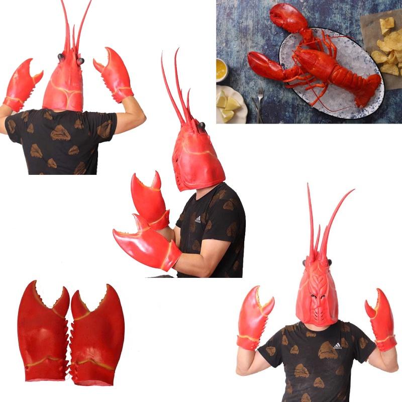 Dragon Lobster Head Mask Creative Latex Gloves For Stage Performance Festive Cosplay Accessories