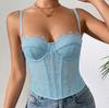 Sexy Gathering Slim Fit Fishbone Bust Eyelashes Lace Perspective Pure Desire Suspender Vest Vest Women's Exterior Wear