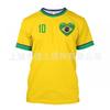 Herren T-Shirt Brasilien Fußball Nationalmannschaft Kurzarm Rundhals Feuchtigkeitsableitend Lässiges T-Shirt