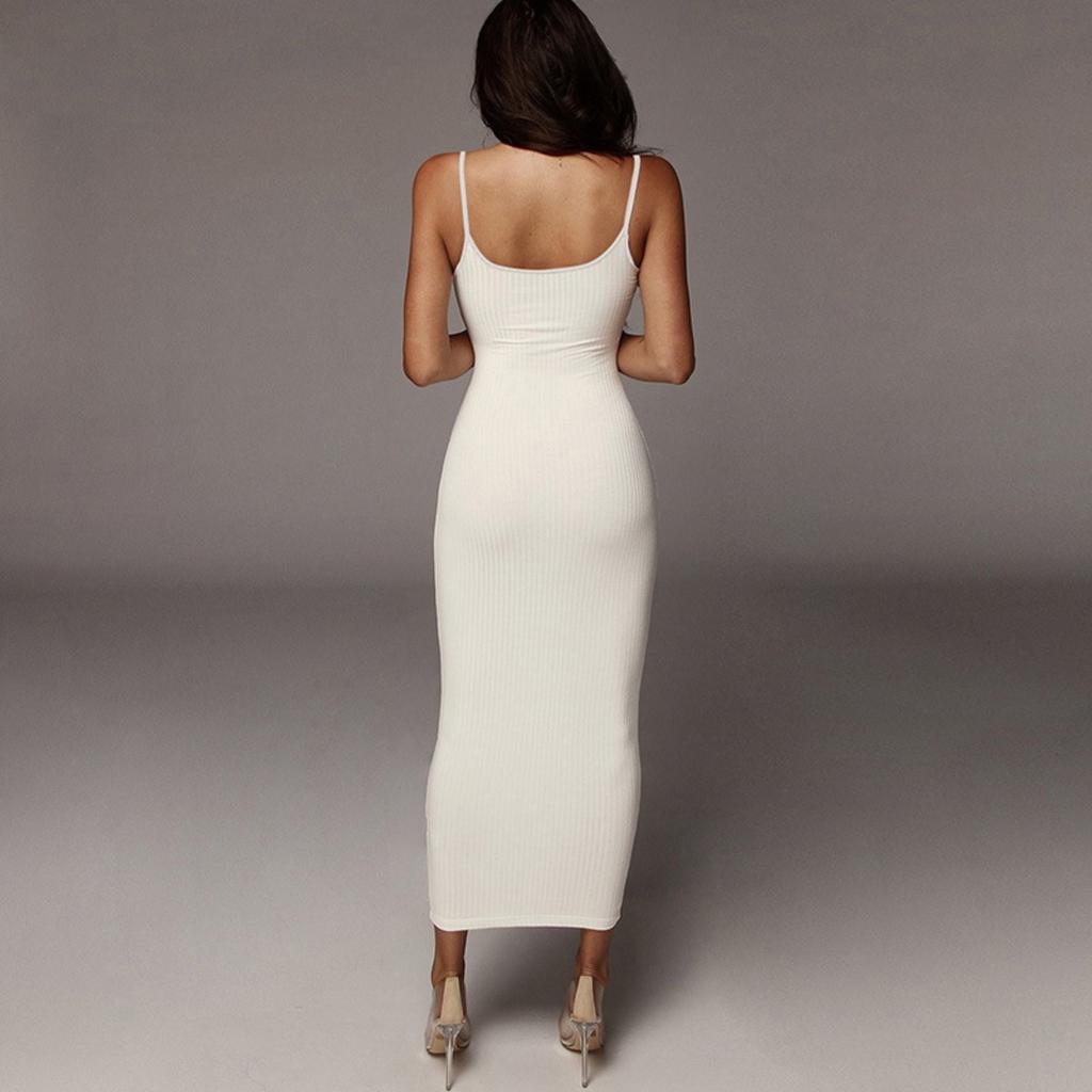Letní dámské barevné tílkové šaty Sexy záda bez ramínek Bodycon úzké přiléhavé šaty pro ženy