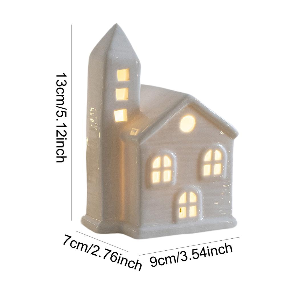 Weihnachts-Desktop-Figur, Dekoration aus Keramik, kleines Haus, Nachtlicht, Desktop-Ornamente, Basteln, Foto-Requisiten, Tafelaufsatz