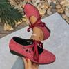 Autumn New Elegant Temperament Flat Lace-Up Single Shoes Women'S All Seasons Spring Style Shallow Mouth, Women Shoes