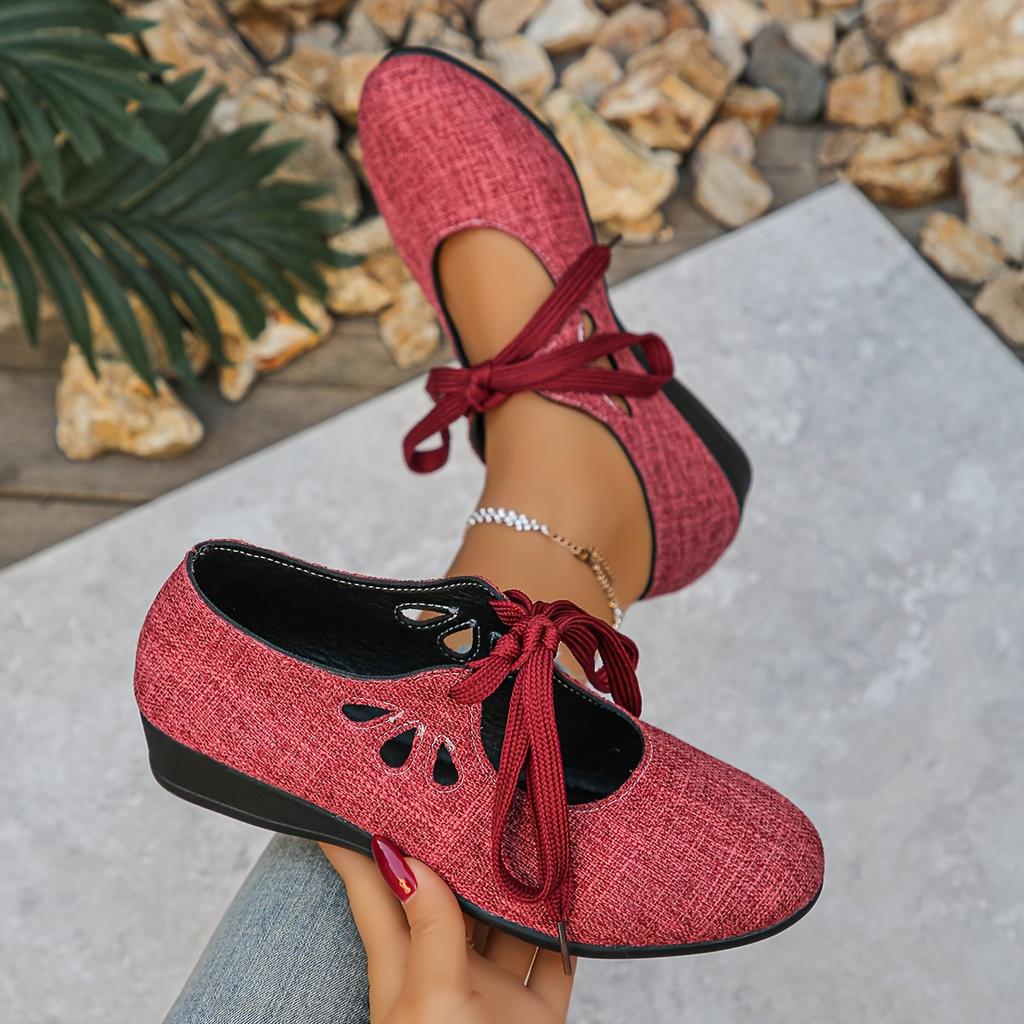 Autumn New Elegant Temperament Flat Lace-Up Single Shoes Women'S All Seasons Spring Style Shallow Mouth, Women Shoes