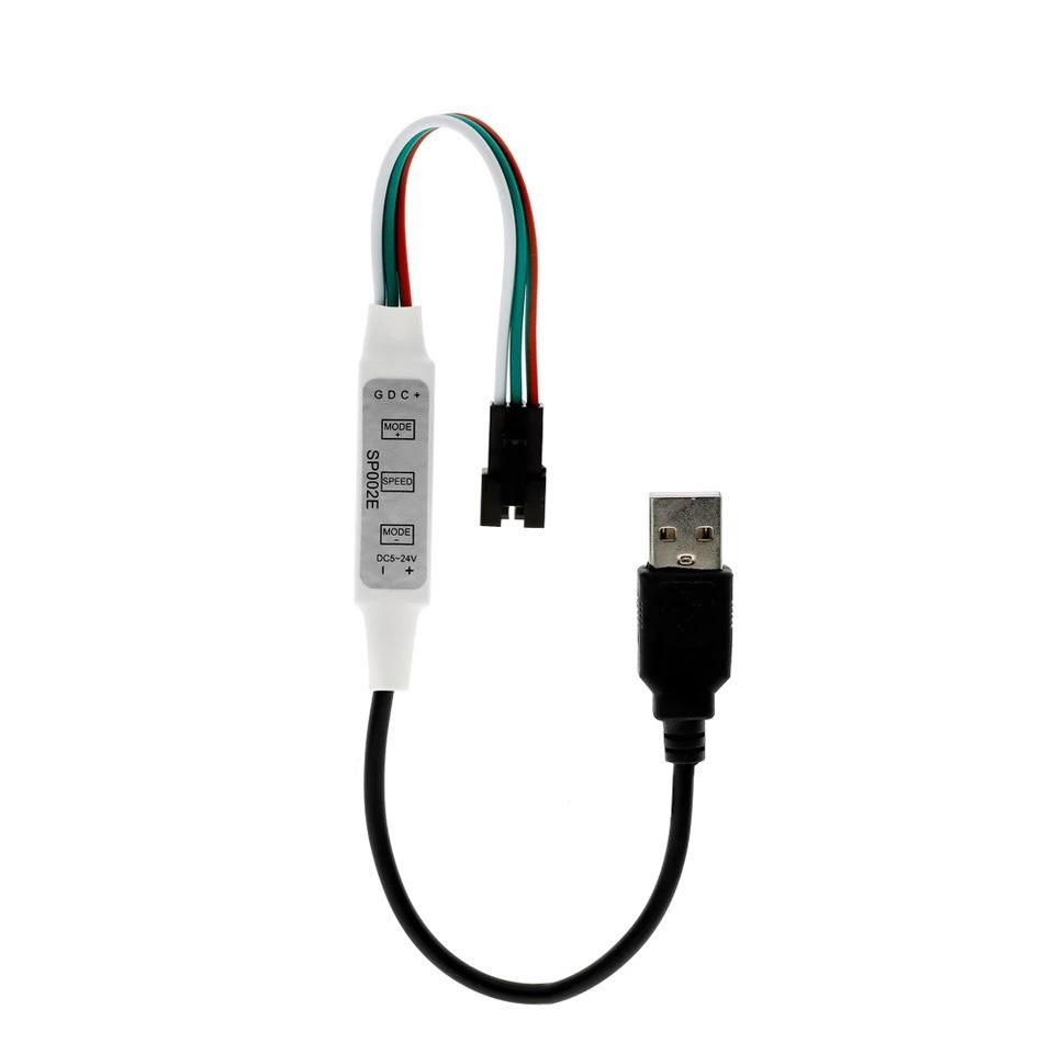 SP002E Mini 3-Key LED Controller for Dream Color 2812B WS2811 Full Color LED Strip with USB Dimmer