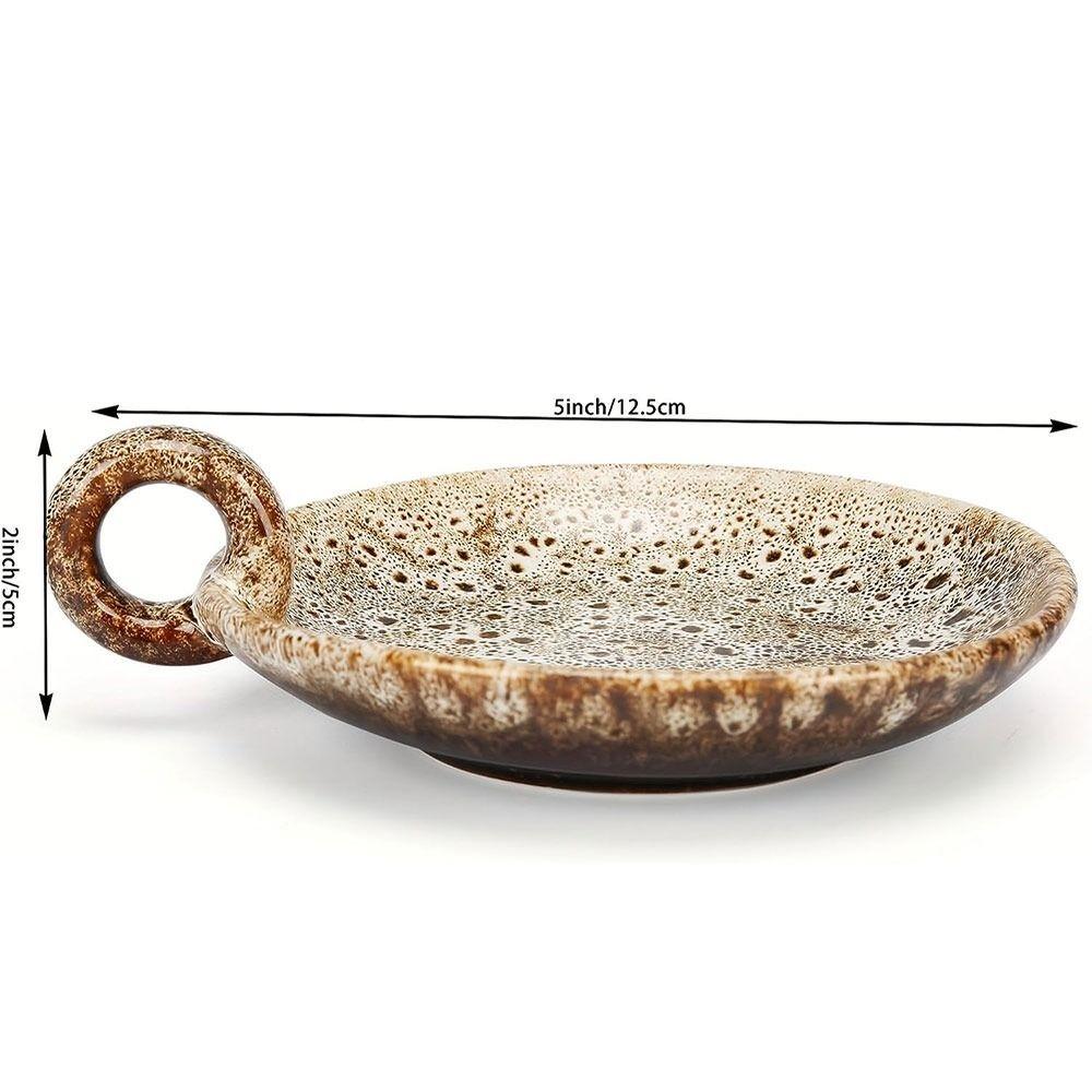 Incense Holder Ceramic Vintage Candle Holder Khaki Round Candlestick Tray Simple Incense Tray Home Decor