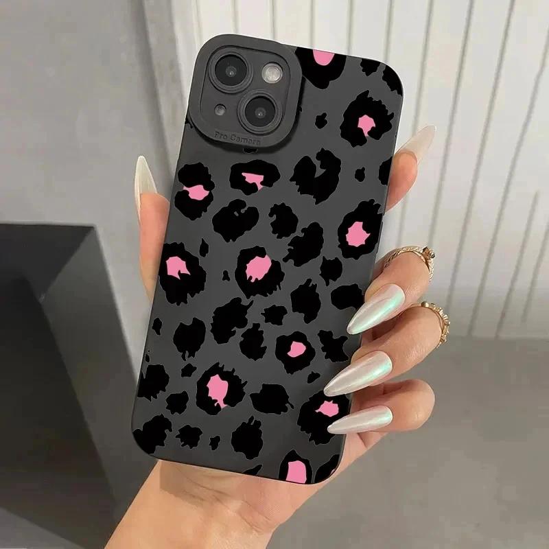 Leopard Design Stylish Pink Pattern Phone Case For iPhone 15 14 13 12 11 Pro Max Mini XS XR X 7 8 15 Plus SE 2022 Soft Cover