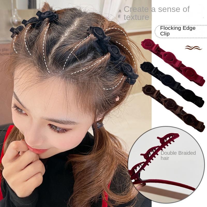 

3 шт. Флокированные заколки для волос, боковая челка, текстура, сломанные волосы, отделка, заколка-утиный нос, повязка на голову, зажим для волос