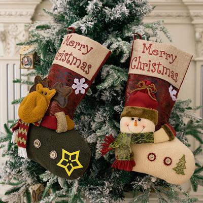 Christmas Socks Santa Claus/Snowman/Elk Design with Hanging Rope Create Atmosphere Christmas Decoration Stocking