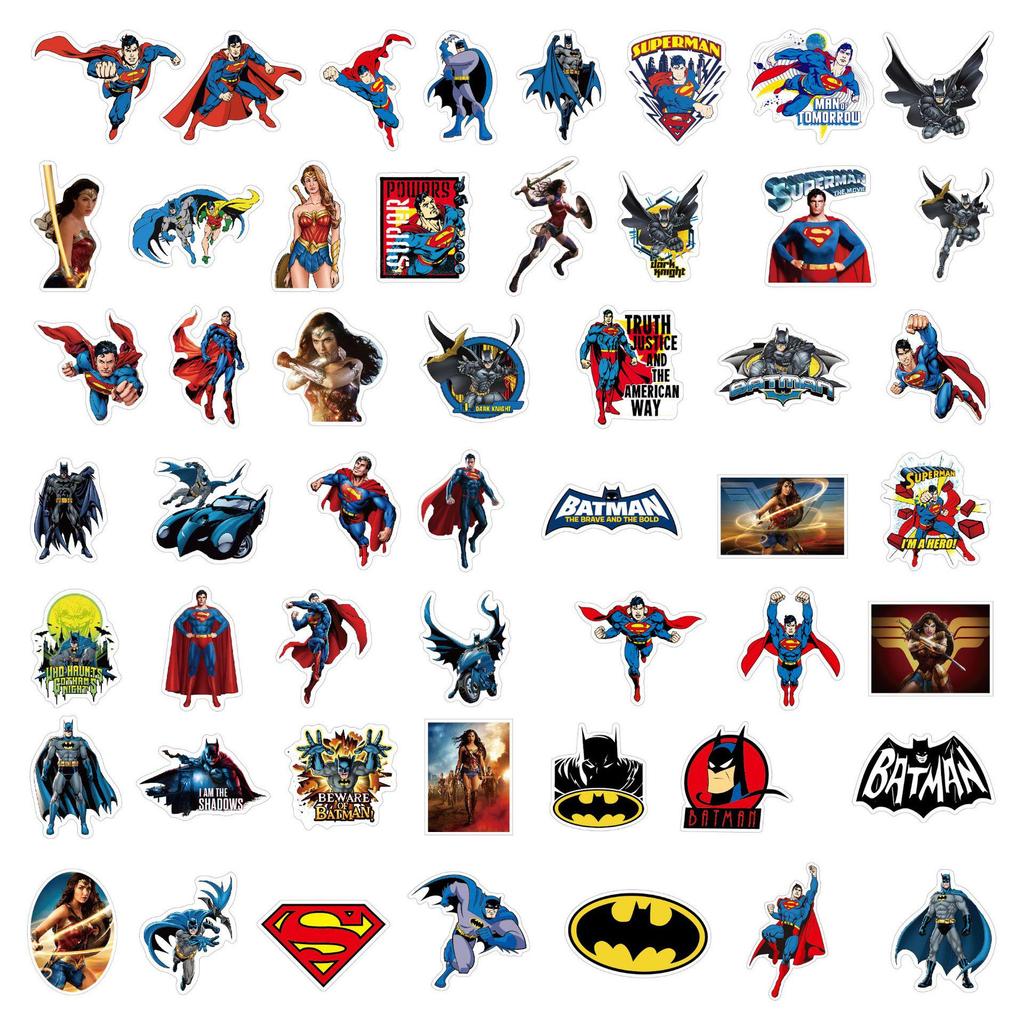C-188: 50 Superman, Wonder Woman, and Batman Stickers for Backpacks & Decor