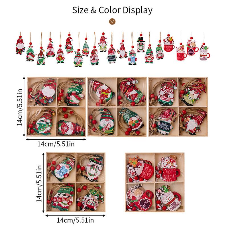 12Pcs Gnomes Pendants For Xmas Tree Christmas Decoration New Year Gift Wooden 2025 Christmas Hanging Ornaments