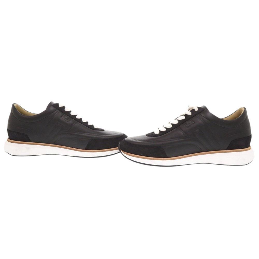 Used AUTHENTIC HERMES EASY Sneakers Black Calf Leather