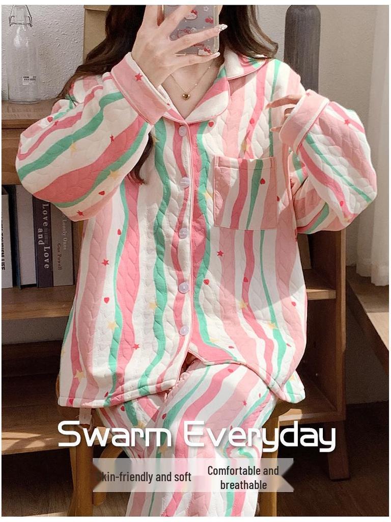 Air Cotton Maternity Pajama Set: Spring & Autumn Nursing and Postpartum Wear for Women