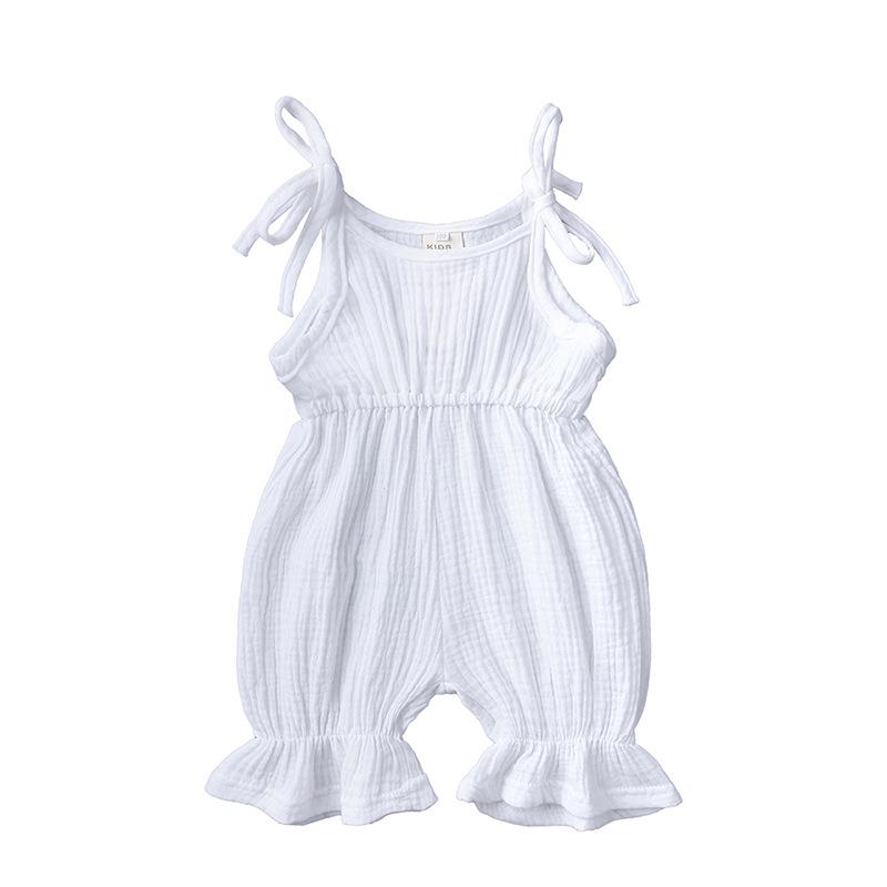 INS Baby & Toddler Cotton/Linen Suspender Romper with Lace Leg Openings