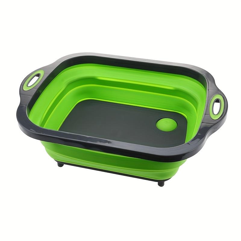 

1PC portable space-saving basin with built-in sink and storage functions, perfect for outdoor camping trips and home use green