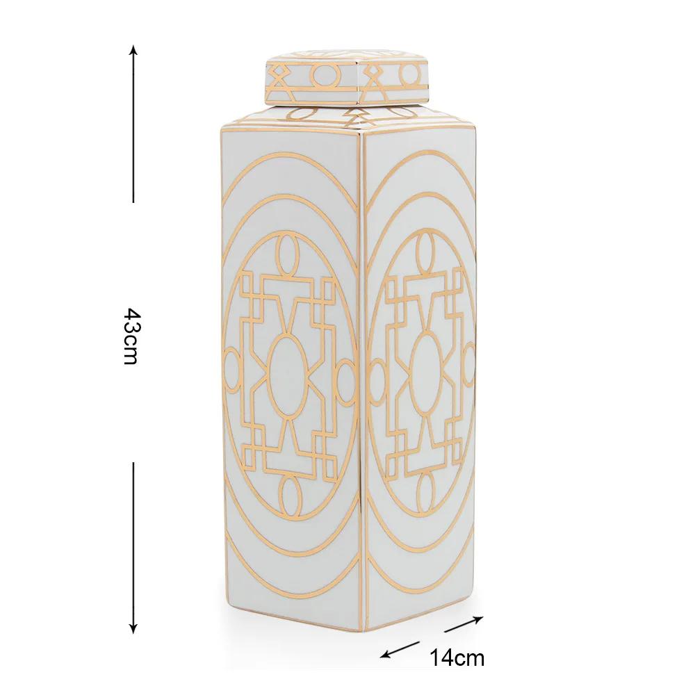 Gold Grain Ceramic Cylinder Tank Airtight Storage Jar General Jar Vase Tissue Box Ceramic Handicraft Ornaments Vintage Bottle