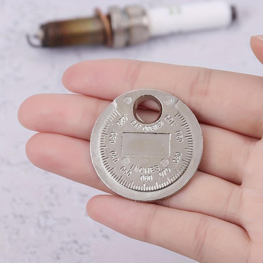 1 шт., 0,6-2,4 мм, инструмент для измерения зазора свечи зажигания монетного типа, инструмент для измерения зазора свечи зажигания серебряный