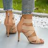 Large Size Super High Heels Sandals for Women with Fish Mouth, Slim Heels, and Zippered Back, Sexy Roman Sandals for Women 2026