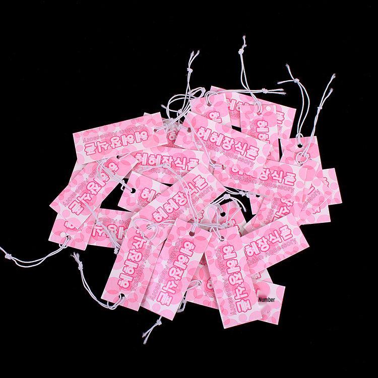 Pink Korean Style Jewelry Price Tags with String, Blank, 1.7x4.1cm, 1000-Pack