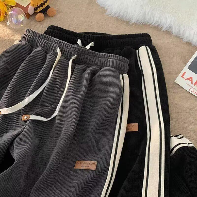 2025 Spring/Autumn Men's Corduroy Pants: Stylish, Loose, and Versatile Drape Straight Fit.