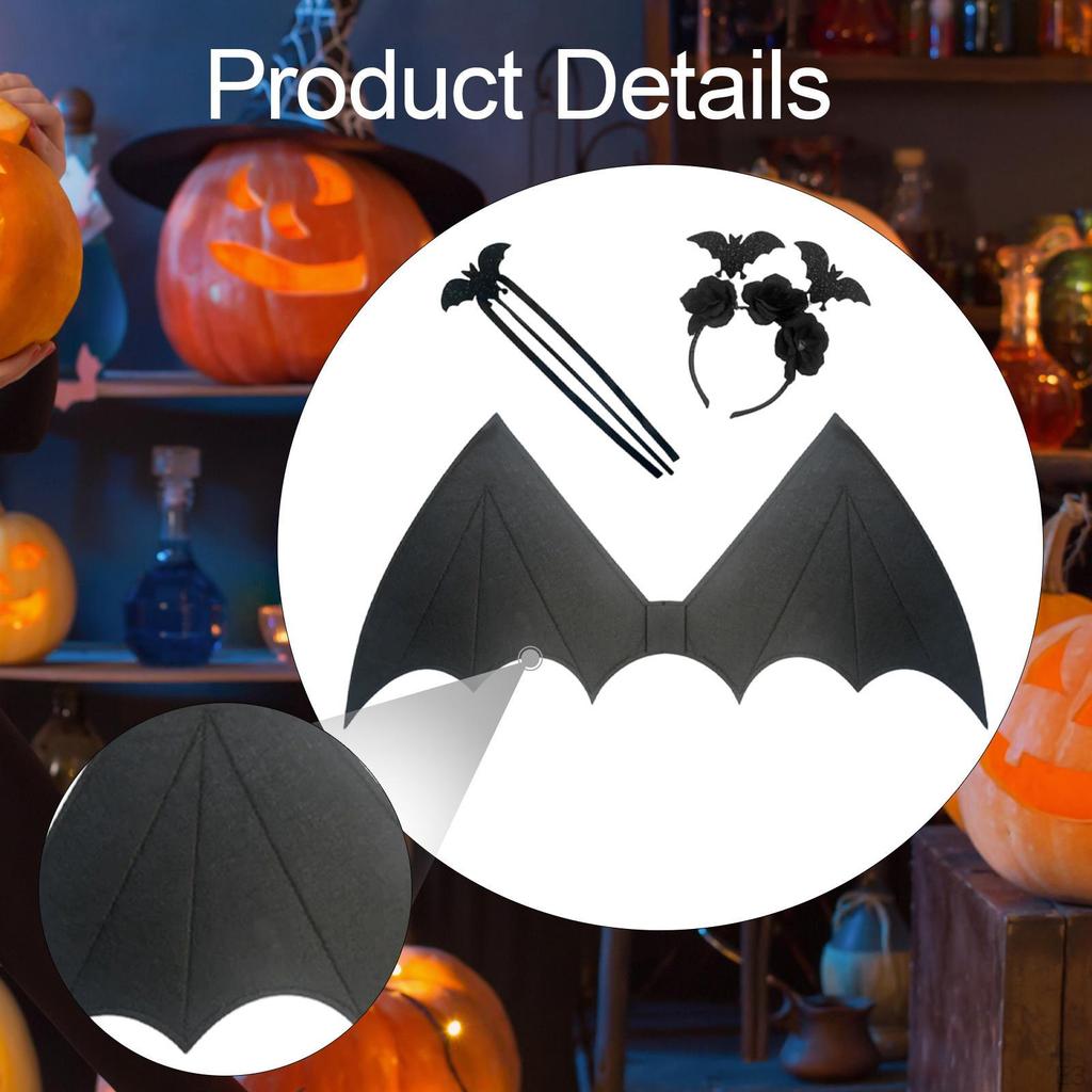 3 Pieces Halloween Devil Costume Set Lightweight Multipurpose 60cmx30cm Wings