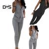 2Pcs/Set Formal Women Summer Outfit OL Style Chic Pure Color Lady Jacket Pants