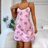 Women's Butterfly Print Camisole Nightgown Casual Home Sleeping Dress for Spring and Summer