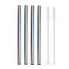 Lot de 4 pailles Boba réutilisables colorées en métal de 12 mm avec 2 brosses en acier inoxydable 304, pour le thé aux perles