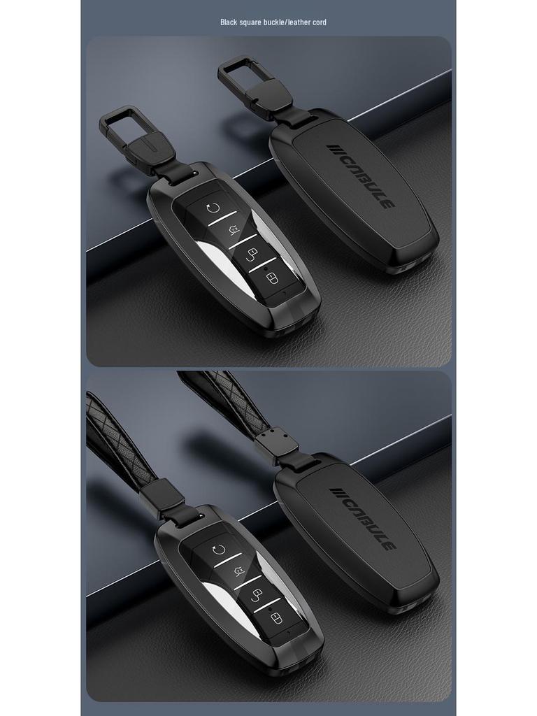 BYD Car Key Case: Metal & Leather for Qin Pro, Song Pro, Tang, Han Models