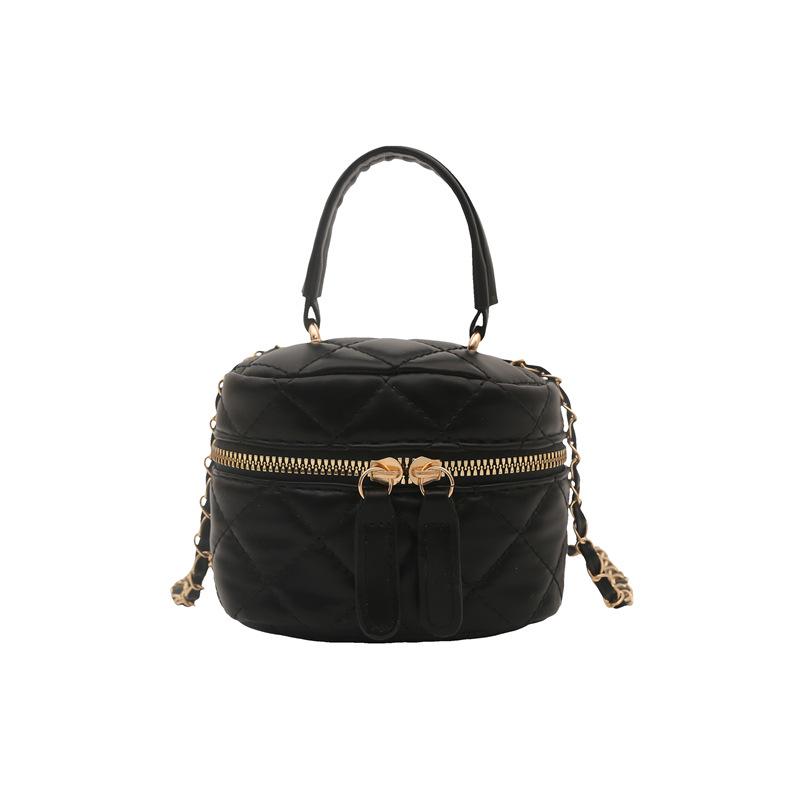 Cross2026 French Chic Quilted Crossbody Bag - Soft Texture, Diamond Embroidery, Chain Strap, Trendy Street Style
