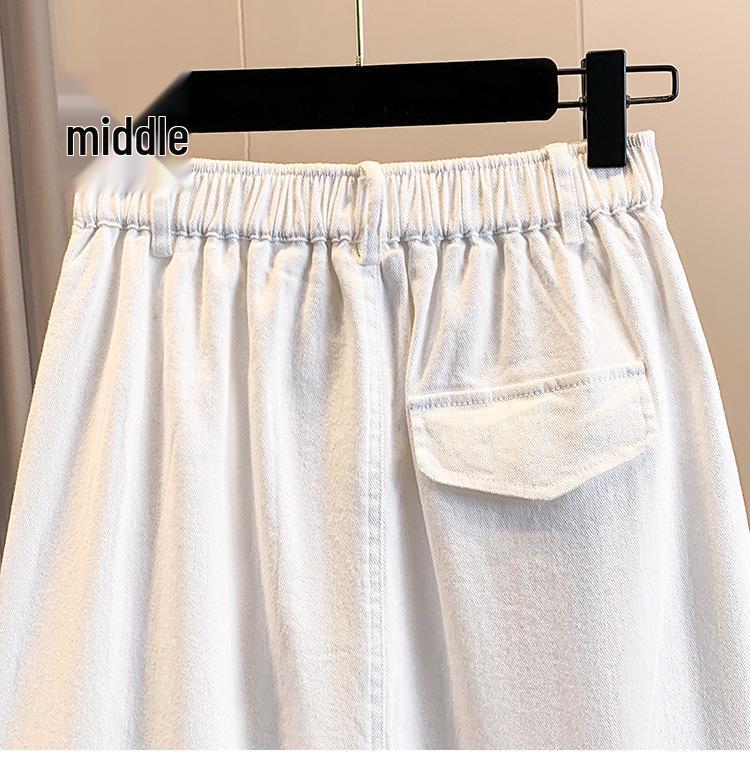 Spring-Summer Plus Size High Waist Denim Skirt - Versatile, Slimming, Elastic Fit