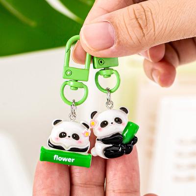 Cute Cartoon Resin Panda Keyring Lovely Animal Keychain Pendant  Kawaii Backpack Decoration Accessories Small Gifts