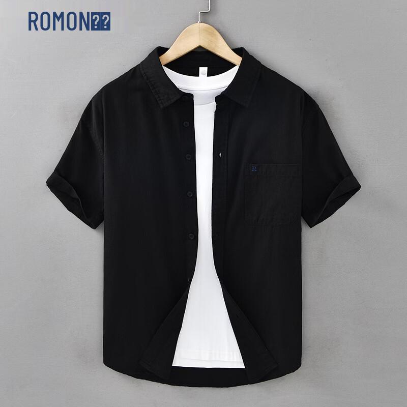 Romon Men s Summer Casual Pure Cotton Short Sleeve Shirt 3XL