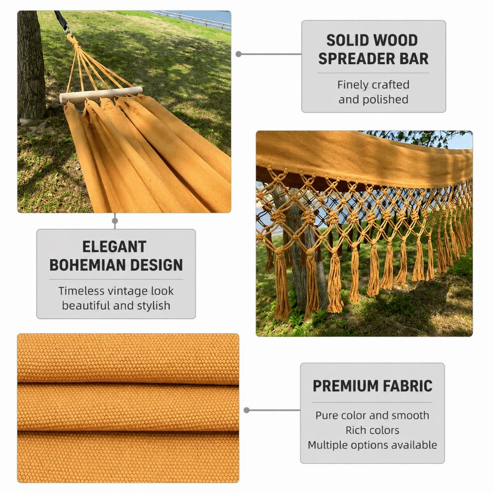 Tassel Camping Hammock Bohemian Style Garden Swing Hammock Durable Double Hammock  Balcony